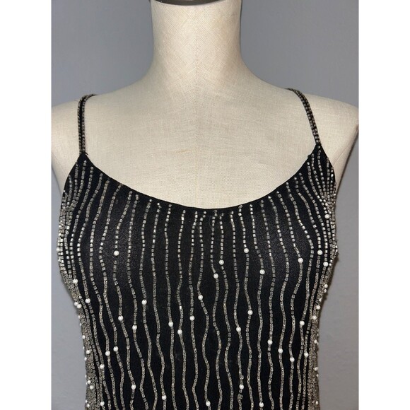 GUESS Womens Y2K Heavily Beaded Chiffon Slinky Slip Mini Dress size 2 Whimsygoth - Picture 3 of 12